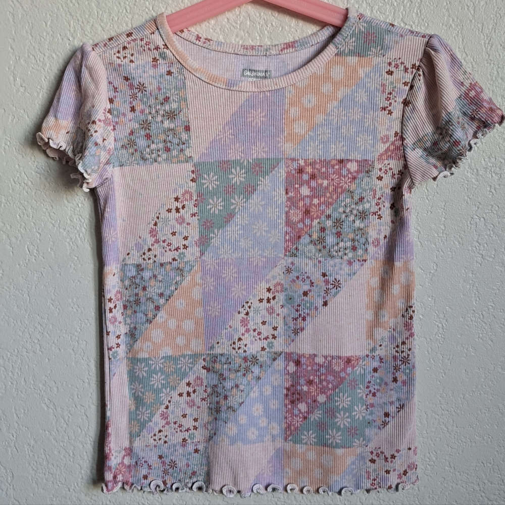 Garanimals Girls Colorful Pastel Floral Patchwork Tee Size 5T